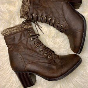 Brown Lace Up Ankle Boots
